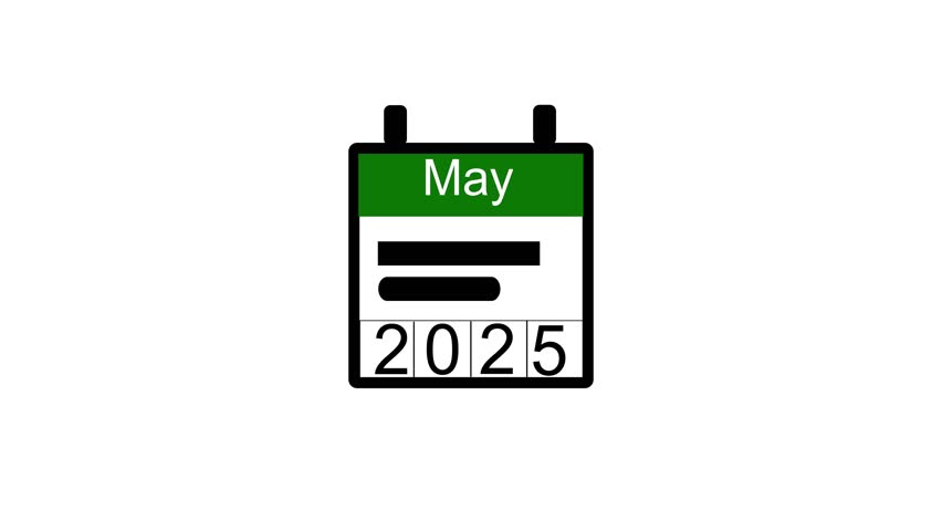 Abstract calendar animation,  may 2025 animation . on a black background.and creating a stunning 4k video