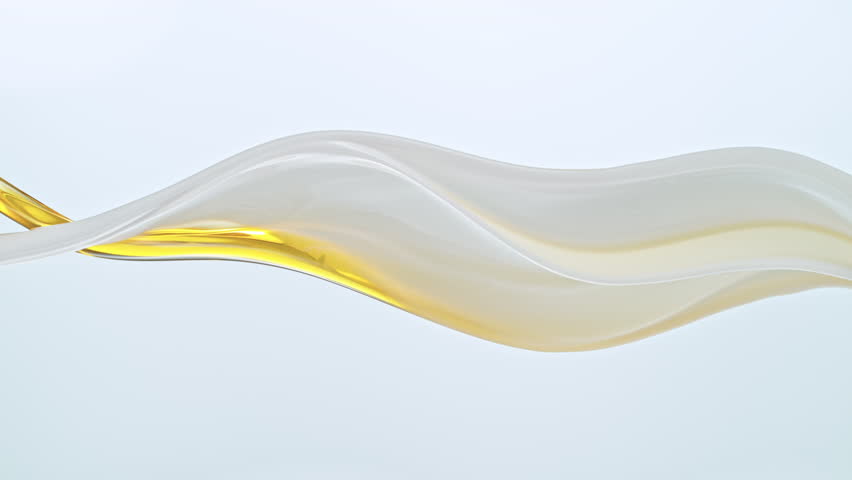 Super Slow Motion Shot of Waving Oil and Milk Splash Isolated on White Background at 1000fps.