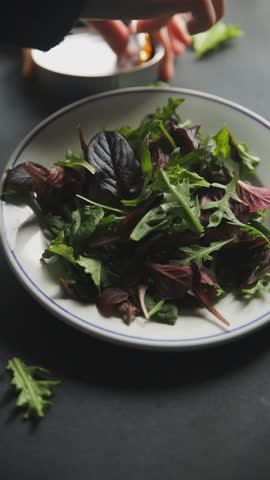 Mussel salad mix of leaves salad and seafood fresh tasty food dish delicious gourmet food background on the table rustic food top view copy space keto and paleo diet Vegetarian food pescetarian diet