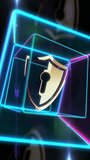 Shield cyber security computer system protection golden metal symbol in neon 3d box looped and seamless vertical mobile animation - Powered by Shutterstock - Get 15% off with code: PIKWIZARD15