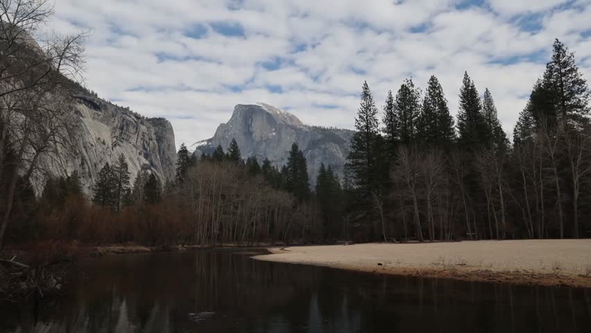 Timelapse of clouds moving over half dome in Yosemite
