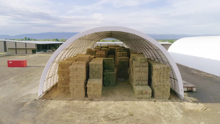Hay Bales in Fabric Canopy, Eastern Washington, USA