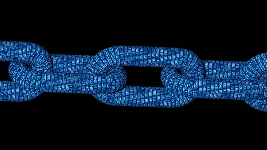 Blockchain Information Data Transaction Process Illustration. Cryptocurrency Block Chain Abstract Structure Network Grid 3d Animation. Crypto Currency Global Cybersecurity Business Concept. 4k UHD.