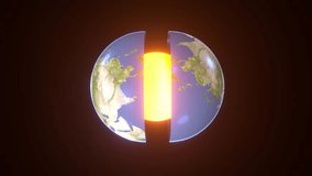 Cross Section Illustration of Earth Reveals Glowing Core and Layers Mantle and Crust in Geology Themed VDO Set Against Dark Background - Powered by Shutterstock - Get 15% off with code: PIKWIZARD15