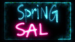 Spring Sale text display blue and pink Neon sign background. 3D Illustration - Powered by Shutterstock - Get 15% off with code: PIKWIZARD15