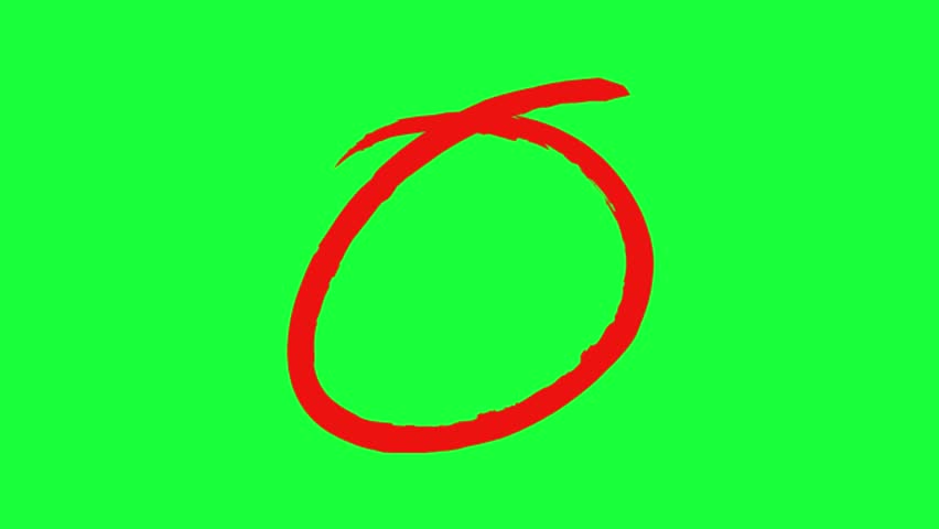 Animated grunge red circle drawn, marker pen style, isolated on transparent background, for composition. Copy space, space for text.	