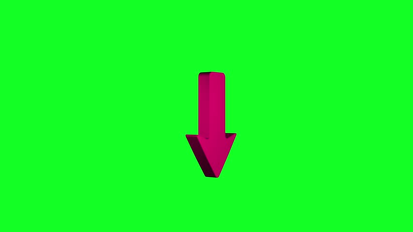 Animated 3D arrow moving on a green screen. 4K animation.