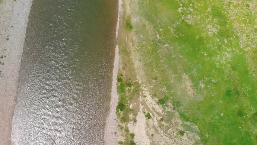 Amazing aerial view of Yellowstone River in the National Park