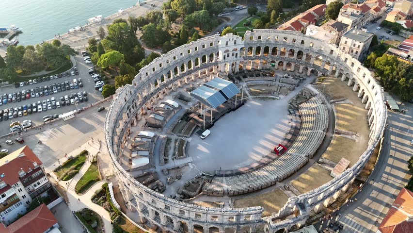 Croatia, amphitheater, background, coast, nature, pula, sun, travel