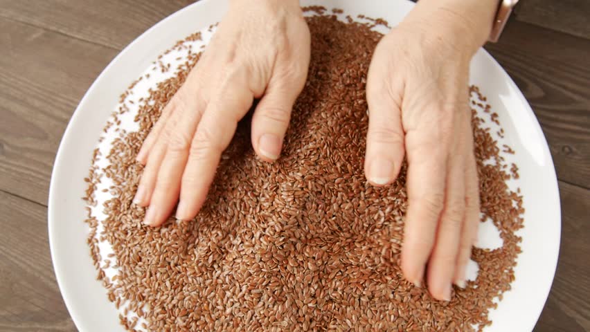 Flax seeds on a plate.