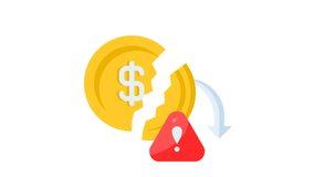 Animated decrease with coin and currency sign. Suitable for finance, employee, management, teamwork, office, leadership, leader, company, corporate, manager, employment, development and business - Powered by Shutterstock - Get 15% off with code: PIKWIZARD15