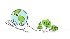 World environment day minimalist background, single line animated illustration. One continuous self drawing line animation, footage with lettering environment day - Powered by Shutterstock - Get 15% off with code: PIKWIZARD15