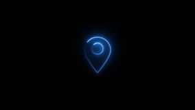 Neon location icon and located map pin marker animation on black color background. Navigation, pointer, location, map, GPS, direction, place, for map pin pointer on GPS Map tracker. - Powered by Shutterstock - Get 15% off with code: PIKWIZARD15