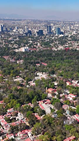 Overhead drone shots of Mexico City on a sunny day