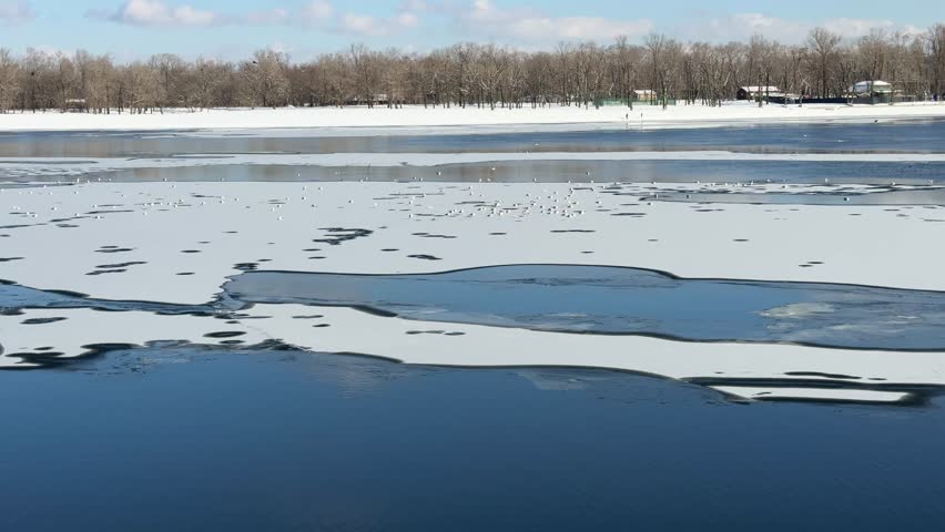 Melting river in early spring.