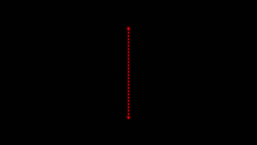 Measuring distance length Red color dotted line animation vertical line measuring length animation with alpha channel