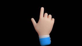 Seamless 4K loop of sliding screen upwards hand gesture in blue sleeve. 3D emoji cartoon animation render with alpha transparent background. - Powered by Shutterstock - Get 15% off with code: PIKWIZARD15