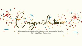 Congratulations. Animated text with garlands and confetti. Congratulations, victory, birthday. Congratulations, particle, transparent background - Powered by Shutterstock - Get 15% off with code: PIKWIZARD15