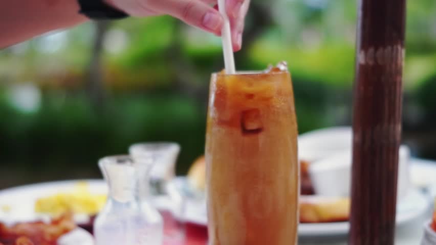 Mixture of milk and coffee