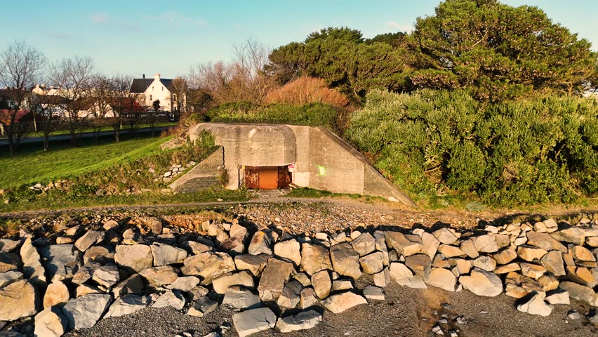Coastal Landscape with WWII Bunker and Rocky Shore in Guernsey (2)