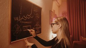 Woman drawing graphs on a blackboard with chalk - Powered by Shutterstock - Get 15% off with code: PIKWIZARD15
