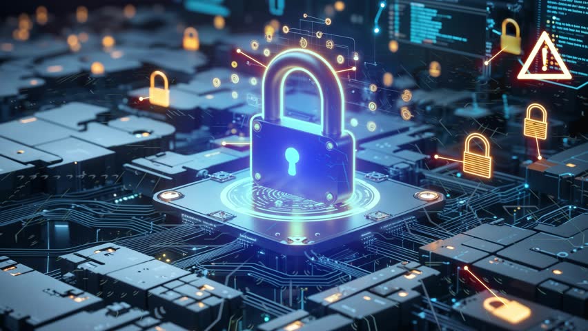 Cybersecurity concept.Providing secure access to personal information on the Internet by encrypting information and data. Users must login with usernames and passwords for secure access to personal in