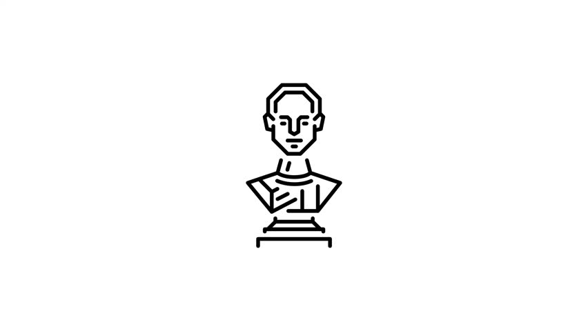 Linear style animated icon of human sculpture 