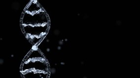 DNA water splash. Animation seamless looping of Dna transparent like water and selective focal of center. Can be used in cosmetics industry background, On black background and Green Screen. 3D Render. - Powered by Shutterstock - Get 15% off with code: PIKWIZARD15