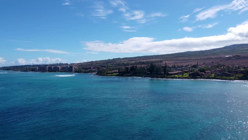 West Maui Aerial Drone Hawaii. Experience a breathtaking drone view over Kaanapali Beach, Maui, highlighting its natural splendor. Maui