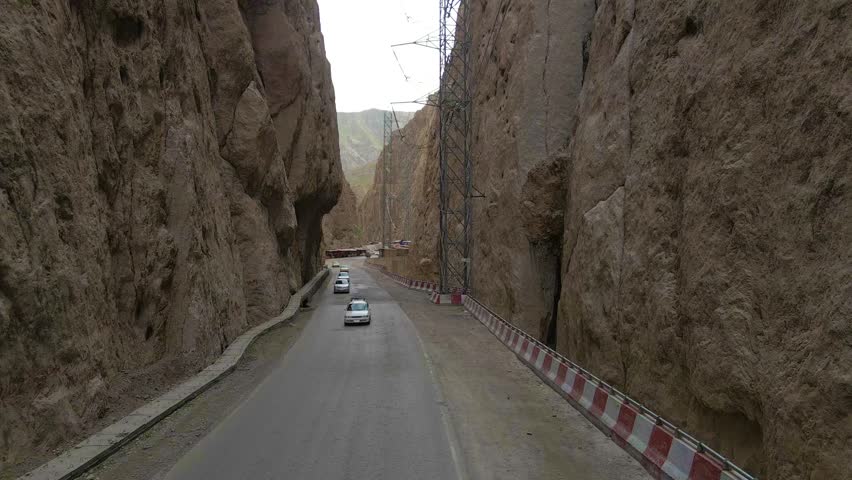 Drone footage from The Kabul Mazir way located in a mountainous desert area of Afghanistan. March 21, ?2021