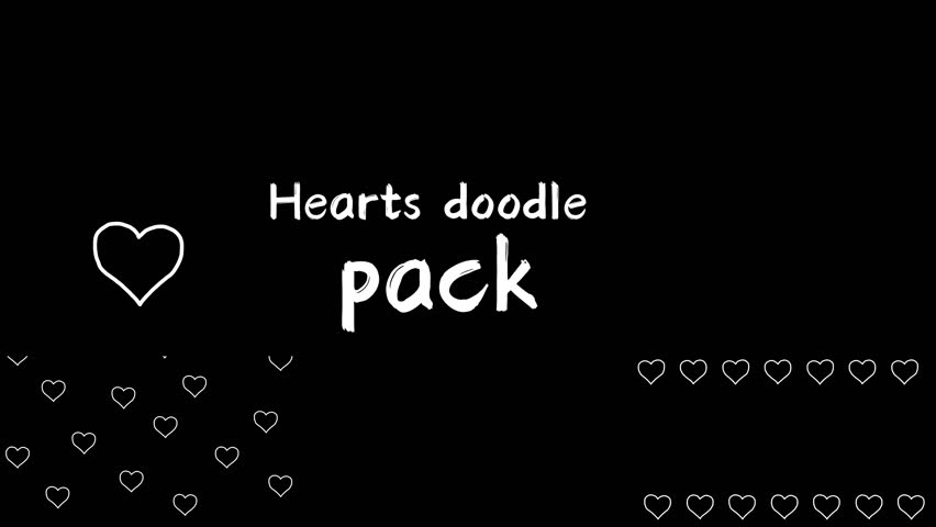 Hand-Drawn Doodle Hearts Pack Animated Heart Overlays for Creative Projects. High quality 4k footage