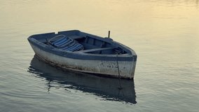 A lonely boat drifts on the waves at sunset - Powered by Shutterstock - Get 15% off with code: PIKWIZARD15
