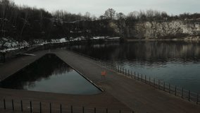 Pool ladder on a cottage wooden pier in a lake in Zakrzowek lake, Krakow, Poland. High quality photo - Powered by Shutterstock - Get 15% off with code: PIKWIZARD15