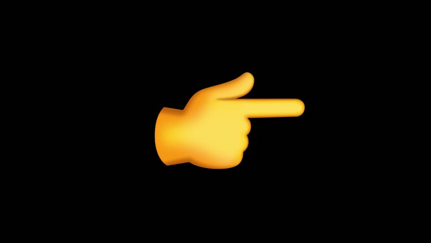 A vibrant yellow backhand index finger emoji is prominently displayed, pointing to the right. This design is suitable for enhancing messages or creative projects