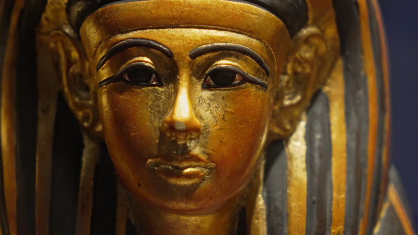 Golden funerary mask of Tutankhamen. Tutankhamun famous pharaoh in ancient Egypt. Tomb, symbol of antique history
