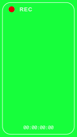 Video recording camera screen. Video recording template on green background. Recording with red flashing circle. Frame with video surveillance interface.
