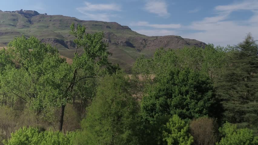 Drone Drone shot to reveal the Drakensberg Mountain range in South Africa
