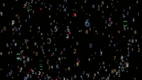 Abstract Display of Numbers Motion, Data Connection Animation. Visual representation of floating and moving colored numbers over a dark, abstract background representing data or information. - Powered by Shutterstock - Get 15% off with code: PIKWIZARD15