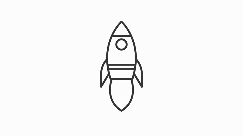 shuttle rocket animated icon alpha channel motion graphic video design, simple looping rocket icon animation for business element