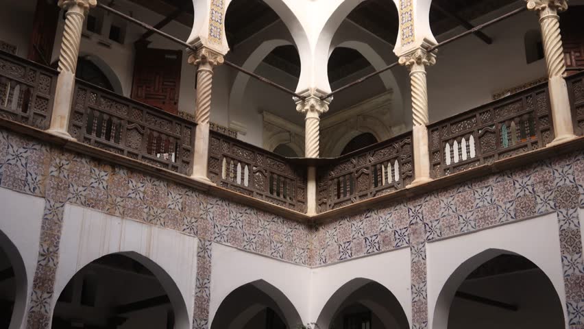 tilt up view of Ottoman architecture in Algeria New Mosque (Djamaa el-Djedid) in Algiers