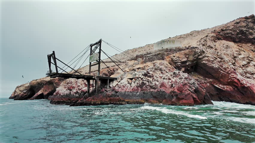 Old docking structure for boats at the Ballestas Islands in Peru.