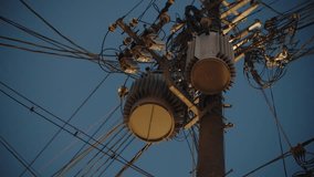 close shot of wires and components on electric pole in the streets of Kyoto, Japan, at dawn. - Powered by Shutterstock - Get 15% off with code: PIKWIZARD15