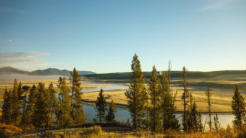 Time lapse of the clouds moving over the amazing landscape of Yellowstone National Park in Wyoming.