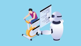 AI-Assisted Fitness Tracking with Exercise Bike and Robot Interaction 3d animation cartoon - Powered by Shutterstock - Get 15% off with code: PIKWIZARD15