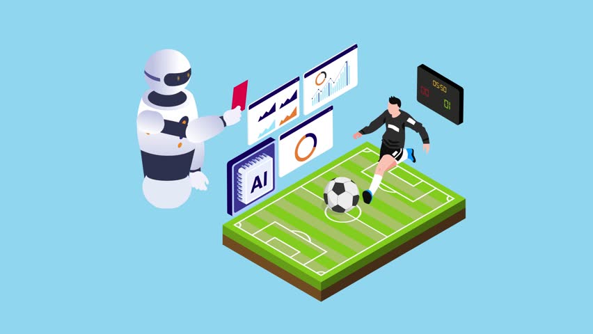 AI-Assisted Soccer Referee and Data Analytics in Futuristic Sports Technology 3d animation cartoon - Powered by Shutterstock - Get 15% off with code: PIKWIZARD15