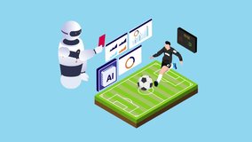 AI-Assisted Soccer Referee and Data Analytics in Futuristic Sports Technology 3d animation cartoon - Powered by Shutterstock - Get 15% off with code: PIKWIZARD15