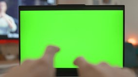 Typing Green Screen Laptop on Desk Home Office Mockup - Powered by Shutterstock - Get 15% off with code: PIKWIZARD15