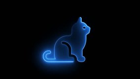 Neon glowing cat icon animation in black background. - Powered by Shutterstock - Get 15% off with code: PIKWIZARD15