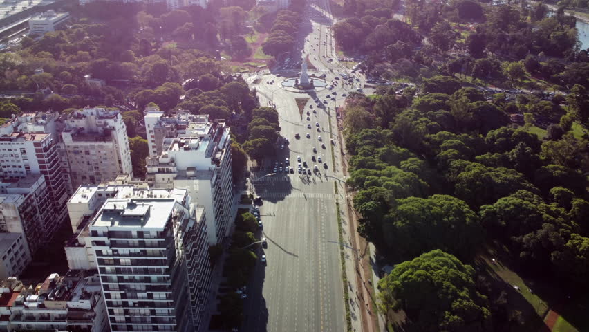 Aerial View Of The Monument To The Magna Carta And The Four Regions In Buenos Aires, Argentina.
