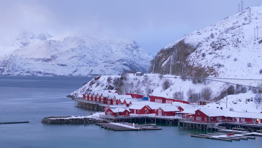 Iconic red houses along Norway